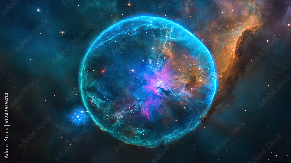 Poster celestial sphere enveloping nebula and stars