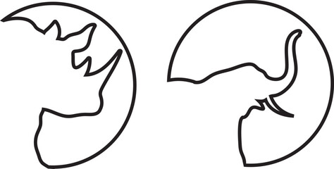 animal logo illustration design with circle style. for brand, pin, or elements 