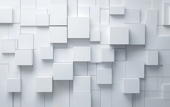 Fototapeta White cubes wall texture background, abstract design