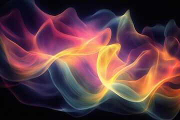 Obraz premium aurora borealis-inspired fluid art with shifting iridescent colors flowing across dark background, creating ethereal light patterns