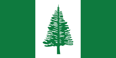 Norfolk Island flag official colors and proportion digital vector illustration. Pleated flag.