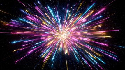 Colorful Light Explosion in Dark Space