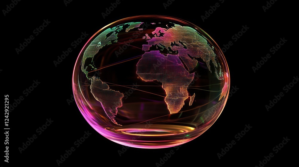 Poster global network encased in a vibrant orb