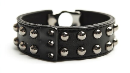 Black Leather Studded Bracelet