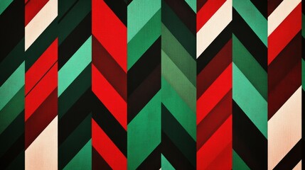 winter themed chevron design, alternating green and red angular stripes, modern geometric pattern, minimalist holiday aesthetic, continuous repeat motif, bold graphic composition, sharp pristine lines