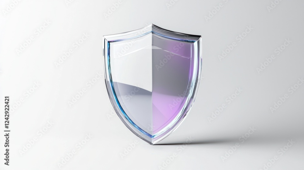 Poster abstract 3d render of a reflective metallic shield