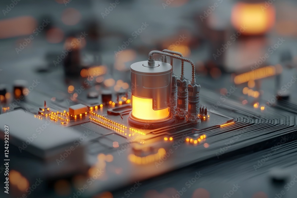 Aufkleber futuristic circuit board with glowing components and intricate wiring design showcasing advanced tec