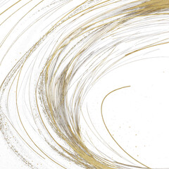 Circular light stroke with gold glitter accents glowing on a pure black background