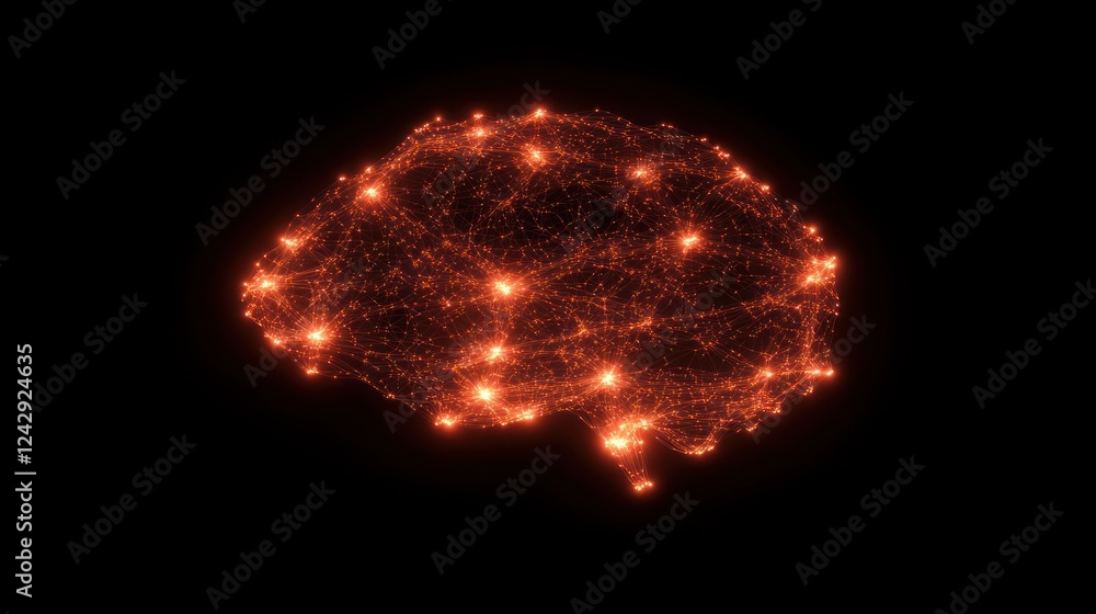 Poster Illuminated Neural Network Brain Structure Visualization