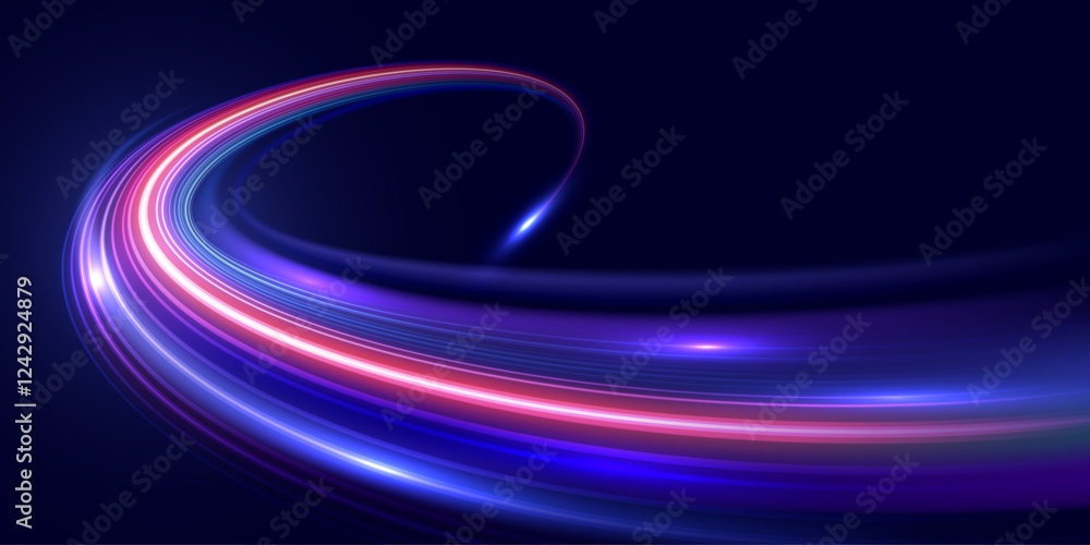 Poster modern abstract high speed movement. lines of the rotating motion beam, dynamic motion light trails.