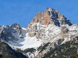 Winter view of Dolomiti Bellunesi against blue sky - Cortina d'Ampezzo