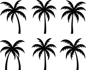 Fototapeta premium Palm tree silhouette. palm trees set.