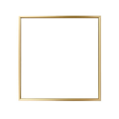 golden rectengular picture frame isolated on white or transparent png