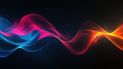 Abstract Colorful Waves Flowing Dynamically Across Dark Background