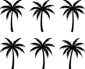 Palm tree silhouette. palm trees set.