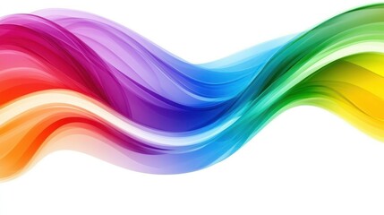 Fototapeta premium Rainbow colored waves flow smoothly across white background