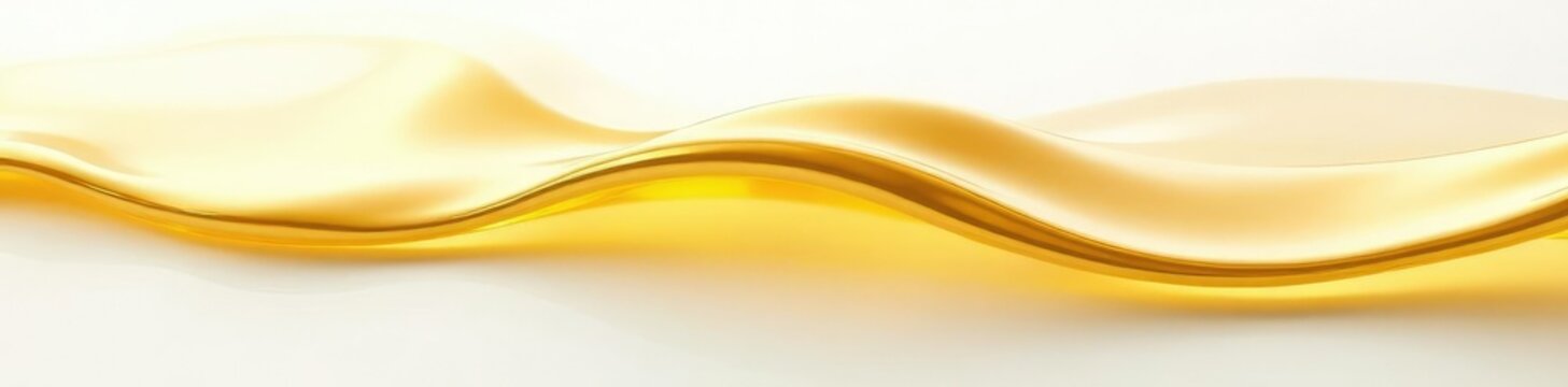 Shiny golden liquid oil bubble on a white background, surface, liquid