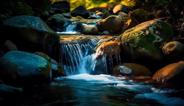 Small waterfall stream in the forest