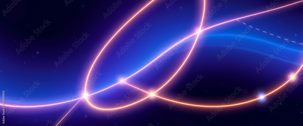 Poster dynamic swirling light patterns against a dark background suggesting movement and energy