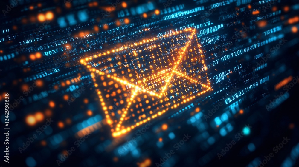 Aufkleber Envelope email symbol forming from binary code data flowing through cyberspace