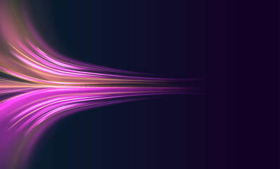 Lines in the shape of a comet against a dark background. Vortex streams of neon light. Abstract vector fire circles, sparkling swirls and energy light spiral frames.	