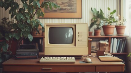 Vintage Computer in Retro Office Setting