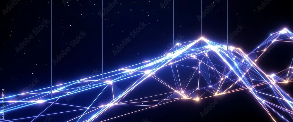 Poster futuristic network of glowing lines and points representing digital connections