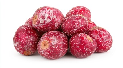 Frozen cranberries pile, white background, food photography, recipe ingredient
