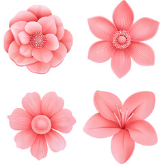 set of pink flower icons