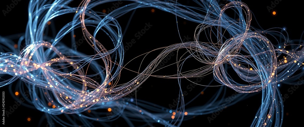 Poster flow of energy and light in an abstract pattern, suggests movement and connectivity