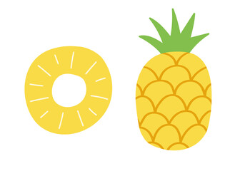 Pineapple tropical fruit abstract flat vector set