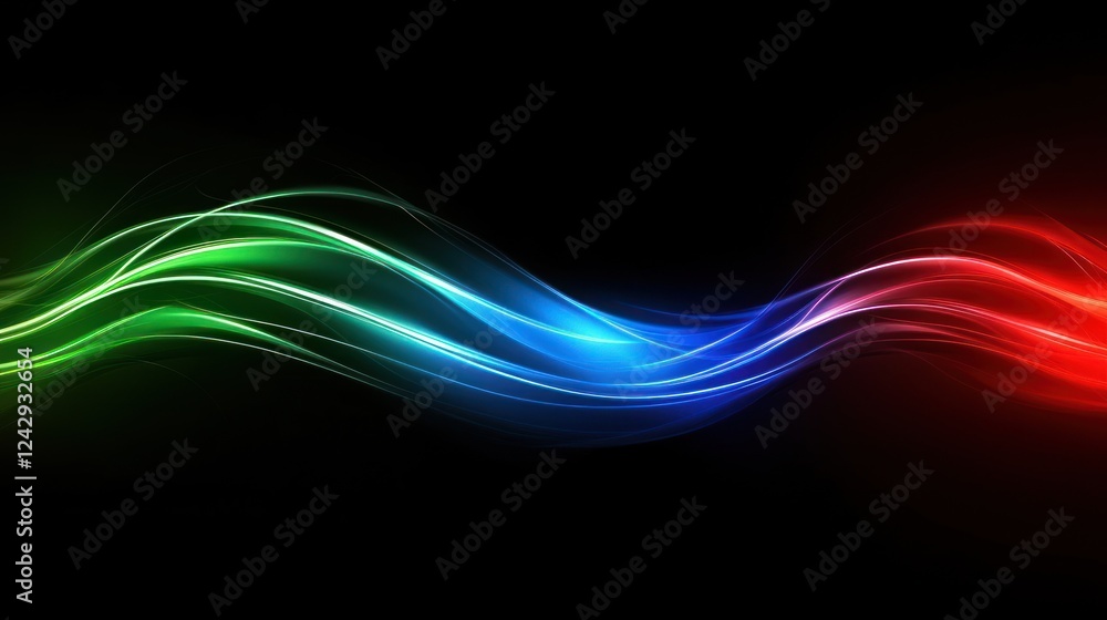 Poster abstract colorful waves flowing dark background