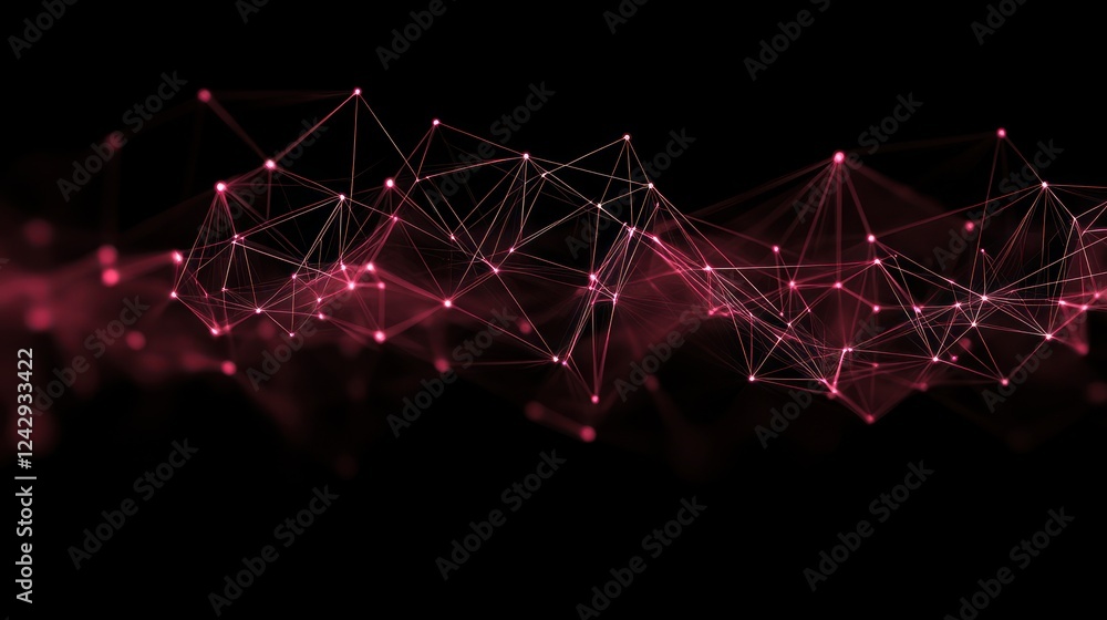 Poster Abstract Red Network Lines and Points Design