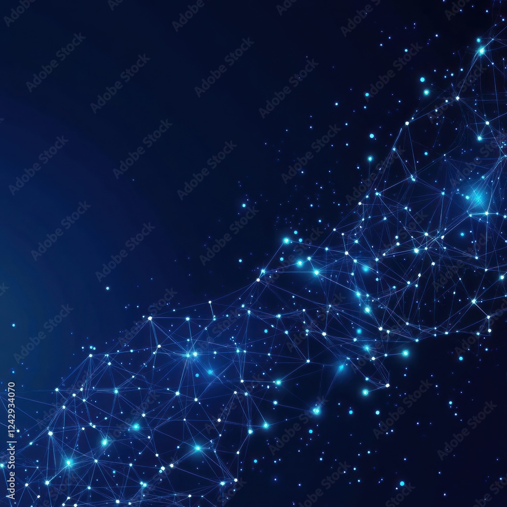 Aufkleber abstract interconnected dots and lines on dark blue background for data, technology, or science use