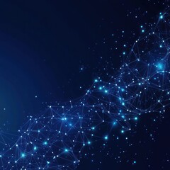 Obraz premium Abstract interconnected dots and lines on dark blue background for data, technology, or science use
