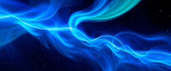 Obraz premium Swirling blue waves of light in a dark cosmic environment