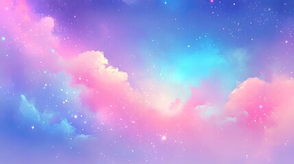 Pastel Sky Clouds And Sparkling Starscape