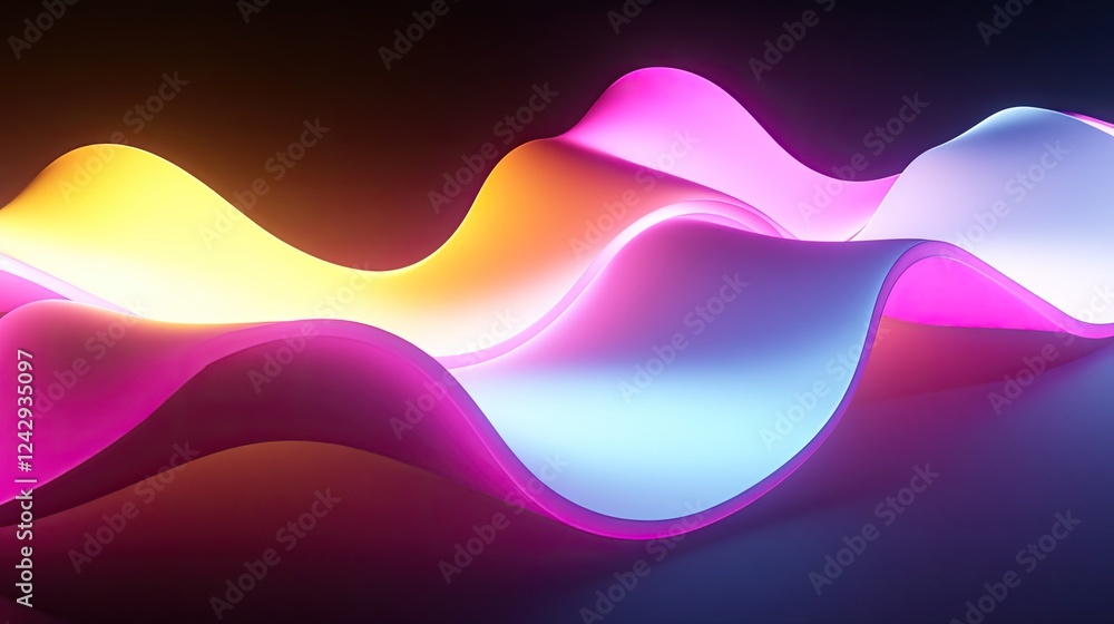Poster Abstract Neon Waves Flowing Dynamically in Color