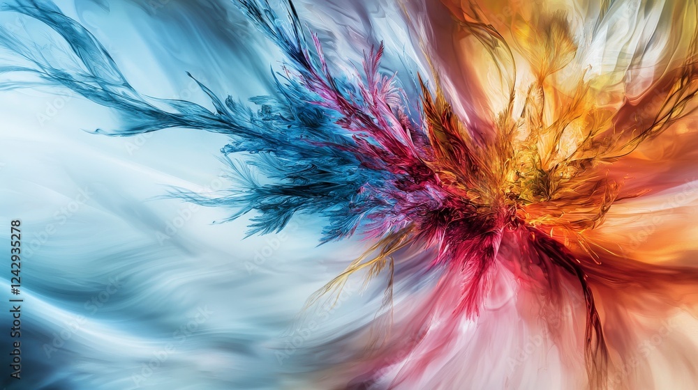 Poster dynamic abstract painting in vibrant colors studio art creation contemporary environment close-up vi