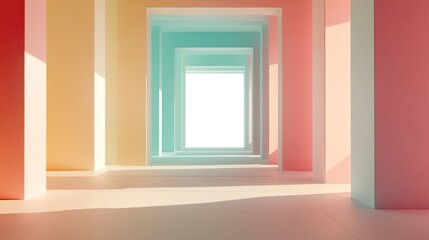 Pastel Colored Corridor Leading To Bright Light