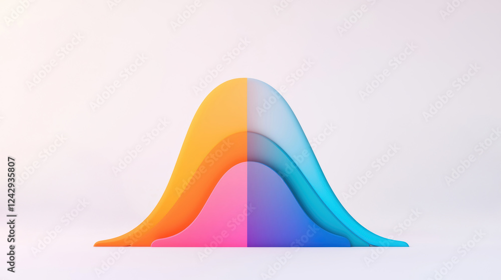 Poster symmetrical multicolor normal distribution curve