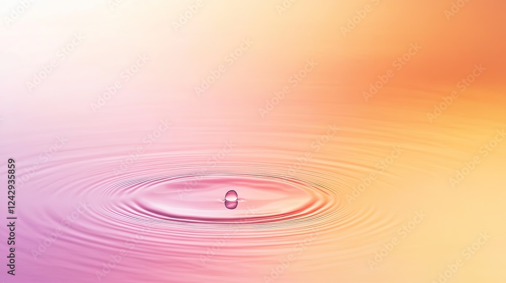 Aufkleber water droplet creating concentric ripples on pastel surface