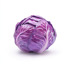 Obraz premium vibrant purple cabbage isolated on white background, showcasing its rich color and texture. cabbage appears fresh and crisp, ideal for culinary use or food photography