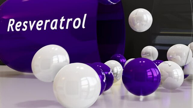 Resveratrol Capsule (Slow Motion w/Chemical Formula)
