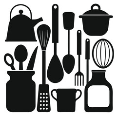 All essentials cook silhouettes on white background