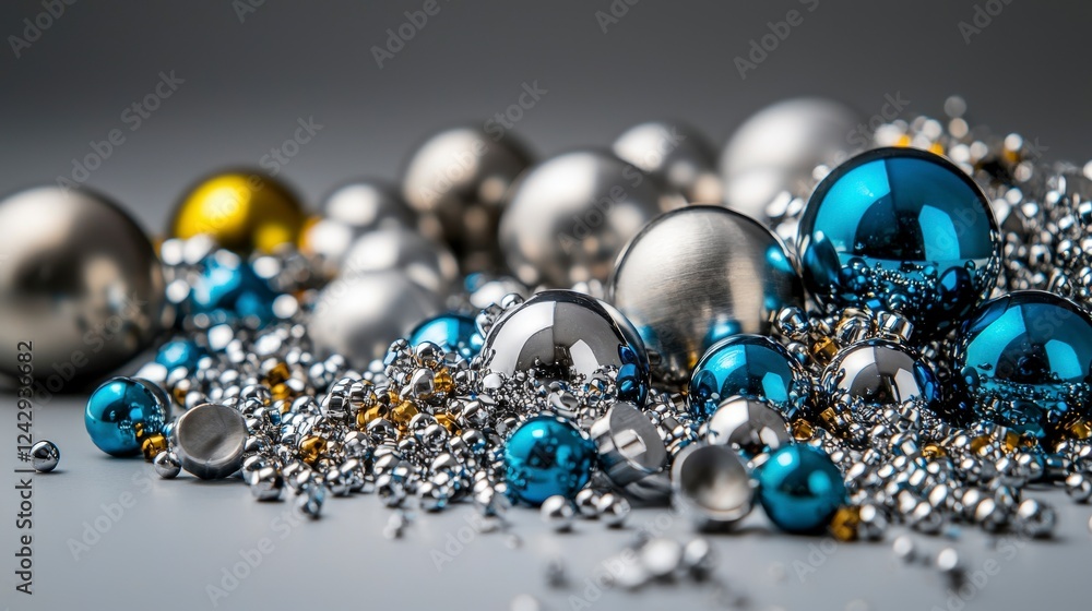 Aufkleber exploring material science alloys applications in industry close-up metal spheres modern environment