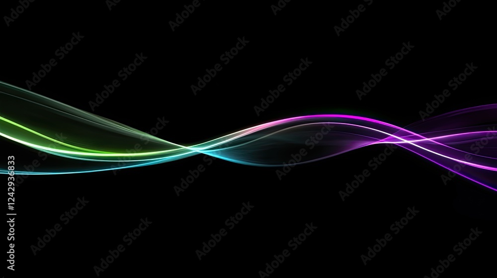 Poster abstract colorful waves flowing in darkness
