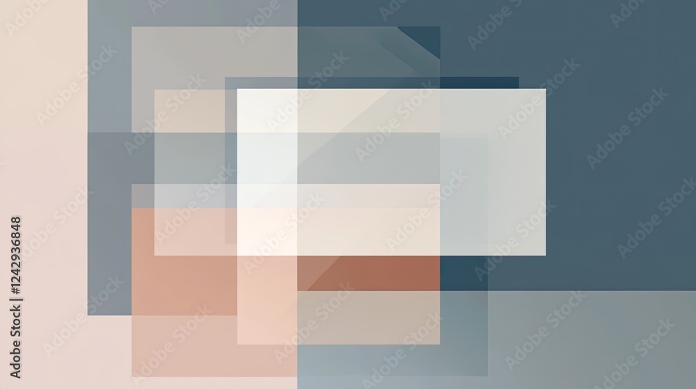 Poster abstract geometric composition with layered squares and rectangles