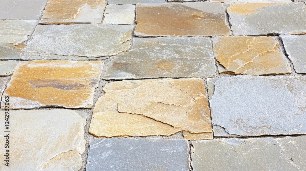 Poster irregular stone pavement showing varied colors and textures