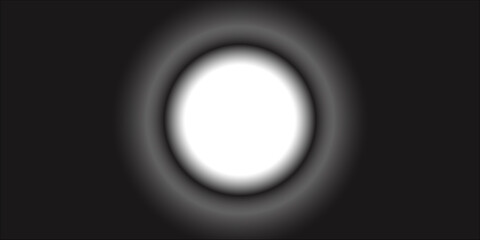 Circular monochrome gradient with a glowing white core fading into shadowy abstract grainy gradient, blurred glowing ring, Abstract Visualization of Waves and Patterns Radiating from a Central Sphere 